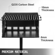 Detailed information about the product Outdoor Park Style Grill, 20 x 14 Inch Park Style Charcoal Grill, Carbon Steel Park Style BBQ Grill, Adjustable Park Charcoal Grill, Stainless Steel Grate Outdoor Park Grill with Base Plate