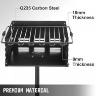 Detailed information about the product Outdoor Park Style Grill 21 x 21 Inch Park Style Charcoal Grill Carbon Steel Park Style BBQ Grill Adjustable Park Charcoal Grill with Stainless Steel Grate Outdoor Park Grill, In-ground Pillar