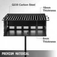 Detailed information about the product Outdoor Park Style Grill 24 x 16 Inch Park Style Charcoal Grill Carbon Steel Park Style BBQ Grill Adjustable Park Charcoal Grill with Stainless Steel Grate Outdoor Park Grill, In-ground Pillar