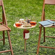 Detailed information about the product Outdoor Portable Folding Wine Table Mini Round Desk Wood Shelf Easy Carry Picnicparty Travel Tools