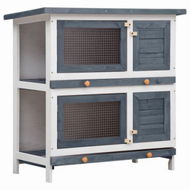 Detailed information about the product Outdoor Rabbit Hutch 4 Doors Grey Wood