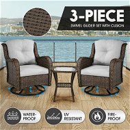 Detailed information about the product Outdoor Rocking Chair Garden Lounge Furniture 3 Piece Table Setting Swivel Rocking Wicker Sofa Patio Lawn Deck Glider Armchair Seating Set