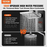 Detailed information about the product Outdoor Solar Heated Shower, 35L Poolside Shower Kit with Shower Head and Foot Shower Tap, Double Buckle Fast Assembly W/ Pre-Drilled Holes for Outdoor Backyard Poolside Beach Spa