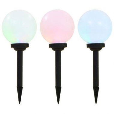 Outdoor Solar Lamps 3 Pcs LED Spherical 20 Cm RGB