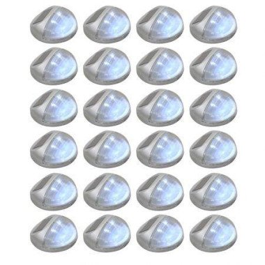 Outdoor Solar Wall Lamps LED 24 Pcs Round Silver