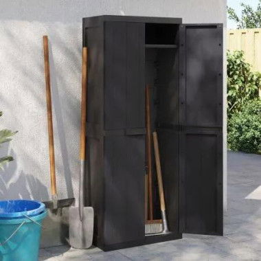 Outdoor Storage Cabinet Black 65x37x165 cm PP