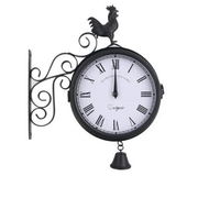 Detailed information about the product Outdoor Wall Clock Wrought Iron Double Sided Modern 30x37x9cm Home Garden Patio Yard Decor