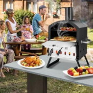 Detailed information about the product Outdoor Wood Fired Pizza Maker with Anti-scalding Handles and Waterproof Cover for Picnic/Party