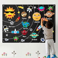 Detailed information about the product Outer Space Felt Story Board Set Solar System Universe Storytelling Interactive Play KitAstronaut Planets Alien Galaxy Reusable Gift For Boys Girls