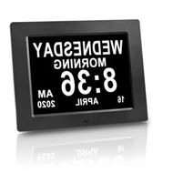 Detailed information about the product Over Size Digital Calendar Clock 8inch 17x22cm Display USB Media Player for Music Videos Pics Ideal for Seniors Elderly