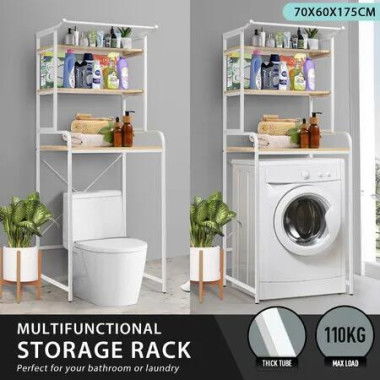 Over Toilet Shelf Rack Bathroom Organiser 3-tier Freestanding Storage Laundry Washing Machine Heavy Duty Towel Shelving