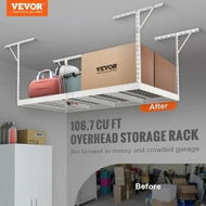 Detailed information about the product Overhead Adjustable Garage Storage Rack 48x96in Ceiling Rack 600lbs White