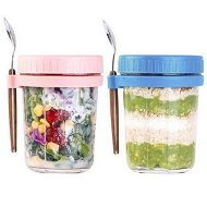 Detailed information about the product Overnight Oats Containers With Lids And Spoon Mason Jars For Overnight Oats 350ml Glass Oatmeal Container To Go For Chia Pudding Yogurt Salad Cereal Meal Prep Jars (2 Pack)