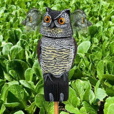 Owl Decoys to Scare Birds Squirrels Away, Owls to Frighten Birds 360 Degree Rotating Head for Indoor Outdoor Garden,Yard