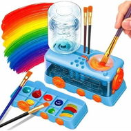 Detailed information about the product Paint Brush Cleaner with Paint Tray,Water Circulation Brush Rinser with Brush Holder,Watercolor Oil Water-Based Brush Cleaner Tool,400ml Capacity-Bule