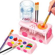 Detailed information about the product Paint Brush Cleaner with Paint Tray,Water Circulation Brush Rinser with Brush Holder,Watercolor Oil Water-Based Brush Cleaner Tool,400ml Capacity-Pink
