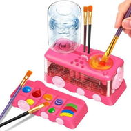 Detailed information about the product Paint Brush Cleaner with Paint Tray,Water Circulation Brush Rinser with Brush Holder,Watercolor Oil Water-Based Brush Cleaner Tool,400ml Capacity-Rose Red