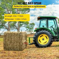 Detailed information about the product Pair Hay Spear 43' Bale Spear 3000 lbs Capacity, Bale Spike Quick Attach Square Hay Bale Spears 1 3/4', Red Coated Bale Forks, Bale Hay Spike with Hex Nut & Sleeve for Buckets Tractors Loaders