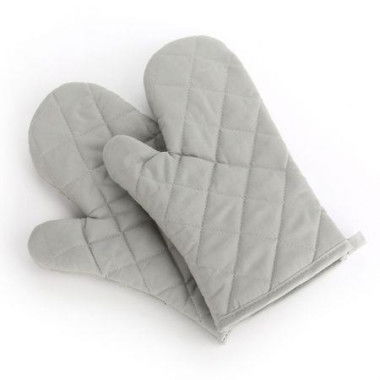 Pair Heat Proof Resistant Gloves Oven Glove Mitt Pot Holder Anti Steam Oven Mitts-Gray