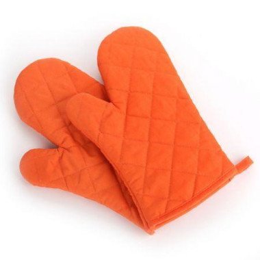 Pair Heat Proof Resistant Gloves Oven Glove Mitt Pot Holder Anti Steam Oven Mitts-Orange