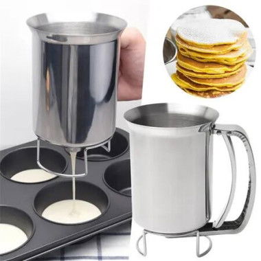 Pancake Batter Dispenser, 900ML Stainless Steel Pourer Handheld Making Crepes Cupcake Waffle Cake Maker Pastry Cooking Baking Tools For Home Kitchen