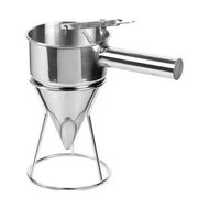 Detailed information about the product Pancake Batter Dispenser Stainless Steel Funnel Octopus Balls Waffle Maker Cooking Tools Handle Rack Kitchen Aid