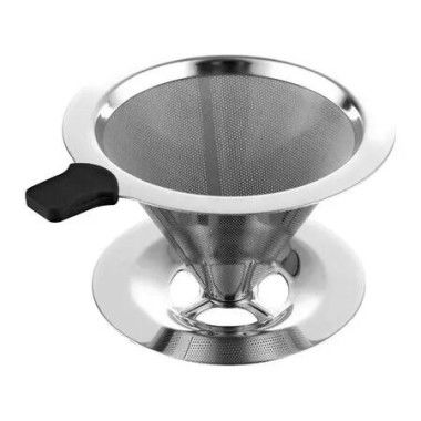 Paperless Pour Over Coffee Filter: Reusable Stainless Steel Cone Filter with Standï¼Œcapacity for 1 to 2 cups