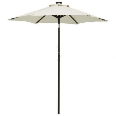 Parasol With LED Lights Sand 200x211 Cm Aluminium