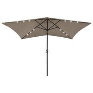 Detailed information about the product Parasol with LEDs and Steel Pole Taupe 2x3 m