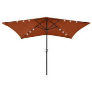 Detailed information about the product Parasol With LEDs And Steel Pole Terracotta 2x3 M