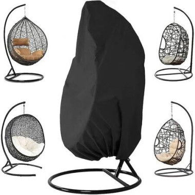 Patio Hanging Chair Cover, Egg Swing Chair Cover Waterproof Outdoor Furniture Protector Garden Pod Chair Cover 210D Oxford Fabric,Black