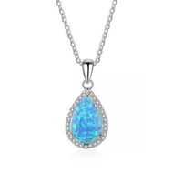 Detailed information about the product Pear Shaped Tear Drop Zulastone Sterling Silver Necklace - Ocean Blue