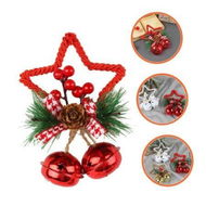 Detailed information about the product Pentagram Bell Xmas Mini Bow Window Bell Pendants Tree Ornament Christmas Bow Decoration Xmas Hanging Bell Xmas Tree Star(Red))