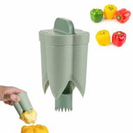 Detailed information about the product Pepper Seed Corer Remover Upgraded 2 in 1 Bell Pepper Cutter & Deseeder Effortlessly Streamline Your Kitchen Prep for Faster (Green)