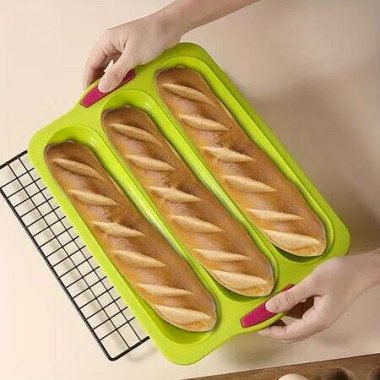 Perforated Silicone Baguette Pan Bake Delicious French Bread Loaves with Ease Oven Safe and Non-Stick Kitchen Accessories Color Green