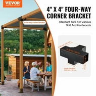 Detailed information about the product Pergola Bracket Kit 101x101mm, 2pcs 4-Way Heavy Duty Corner Bracket Woodworks DIY Post Base Kit, Easy Installation Wooden Beams for Gazebos, Patio Pergolas, Log Cabin Outdoor Pergola Hardware