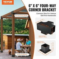 Detailed information about the product Pergola Bracket Kit 152.4 x 152.4 mm, 4pcs 4-Way Heavy Duty Corner Bracket Woodworks DIY Post Base, Easy Installation Wooden Beams for Gazebos, Patio Pergolas, Log Cabin Outdoor Pergola Hardware