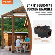 Detailed information about the product Pergola Bracket Kit 152x152mm, 2pcs 4-Way Heavy Duty Corner Bracket Woodworks DIY Post Base Kit, Easy Installation Wooden Beams for Gazebos, Patio Pergolas, Log Cabin Outdoor Pergola Hardware