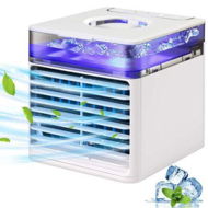 Detailed information about the product Personal Air Cooler,Mini Air Conditioner Portable Evaporative Cooling USB Fan With 7 Colors LED Light,Humidifier with 3 Speeds for Home Room Office