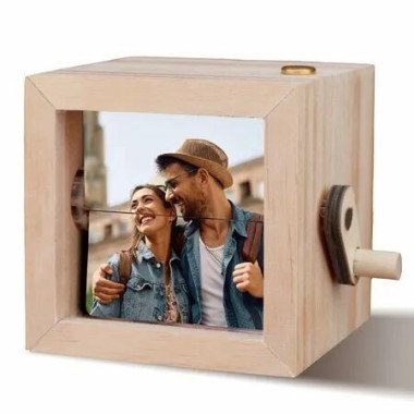 Personalized Photo Flip Book Frame Animation Machine, Hand-crank Flipbook Box Album with Light, Unique Anniversary Birthday Gifts