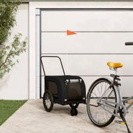 Detailed information about the product Pet Bike Trailer Black Oxford Fabric and Iron