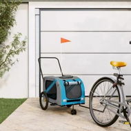 Detailed information about the product Pet Bike Trailer Blue and Grey Oxford Fabric and Iron