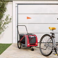 Detailed information about the product Pet Bike Trailer Red and Grey Oxford Fabric and Iron