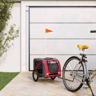 Detailed information about the product Pet Bike Trailer Red and Grey Oxford Fabric and Iron