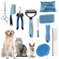 Detailed information about the product Pet Brush For Shedding Grooming,9 Pcs Pet Hair Brush Kit With Nail Clippers And File Brush Comb For All Small And Large Dogs,Cats Color Blue