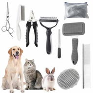 Detailed information about the product Pet Brush For Shedding Grooming,9 Pcs Pet Hair Brush Kit With Nail Clippers And File Brush Comb For All Small And Large Dogs,Cats Color Grey