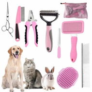 Detailed information about the product Pet Brush For Shedding Grooming,9 Pcs Pet Hair Brush Kit With Nail Clippers And File Brush Comb For All Small And Large Dogs,Cats Color Pink