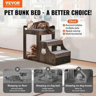 Detailed information about the product Pet Bunk Bed with Stairs Dog/Cat Window Perch with Storage Indoor Gray