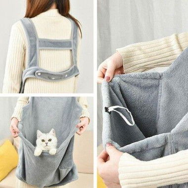 Pet Carrier Apron Cozy Cat Sling Dogs Front Shoulder Carry Kitten Sleeping Bag Hands-Free For Indoor Outdoor Travel-Grey