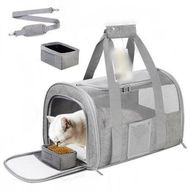 Detailed information about the product Pet Carrier Portable Foldable Pet Bag for Dogs,Cat Carrier with Soft Mattress and Bowl with Adjustable Shoulder Strap(Grey)